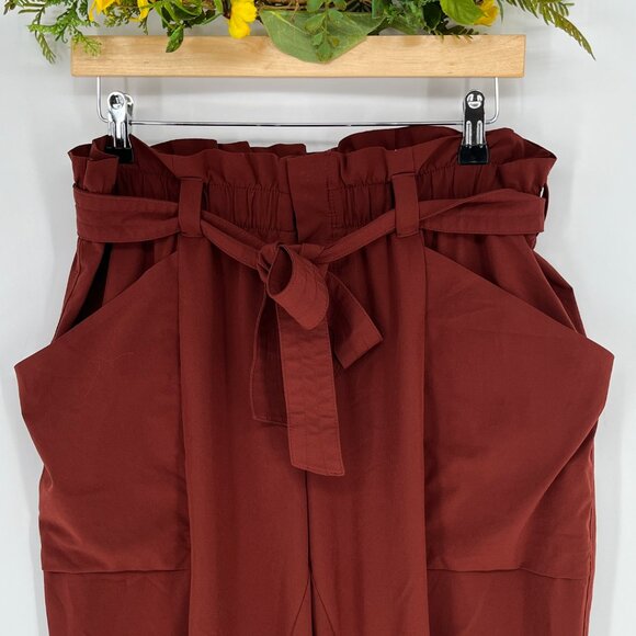 Athleta Skyline Pants Size 12 Cinnamon Brown Paper Bag‎ Waist  like new - Picture 4 of 7